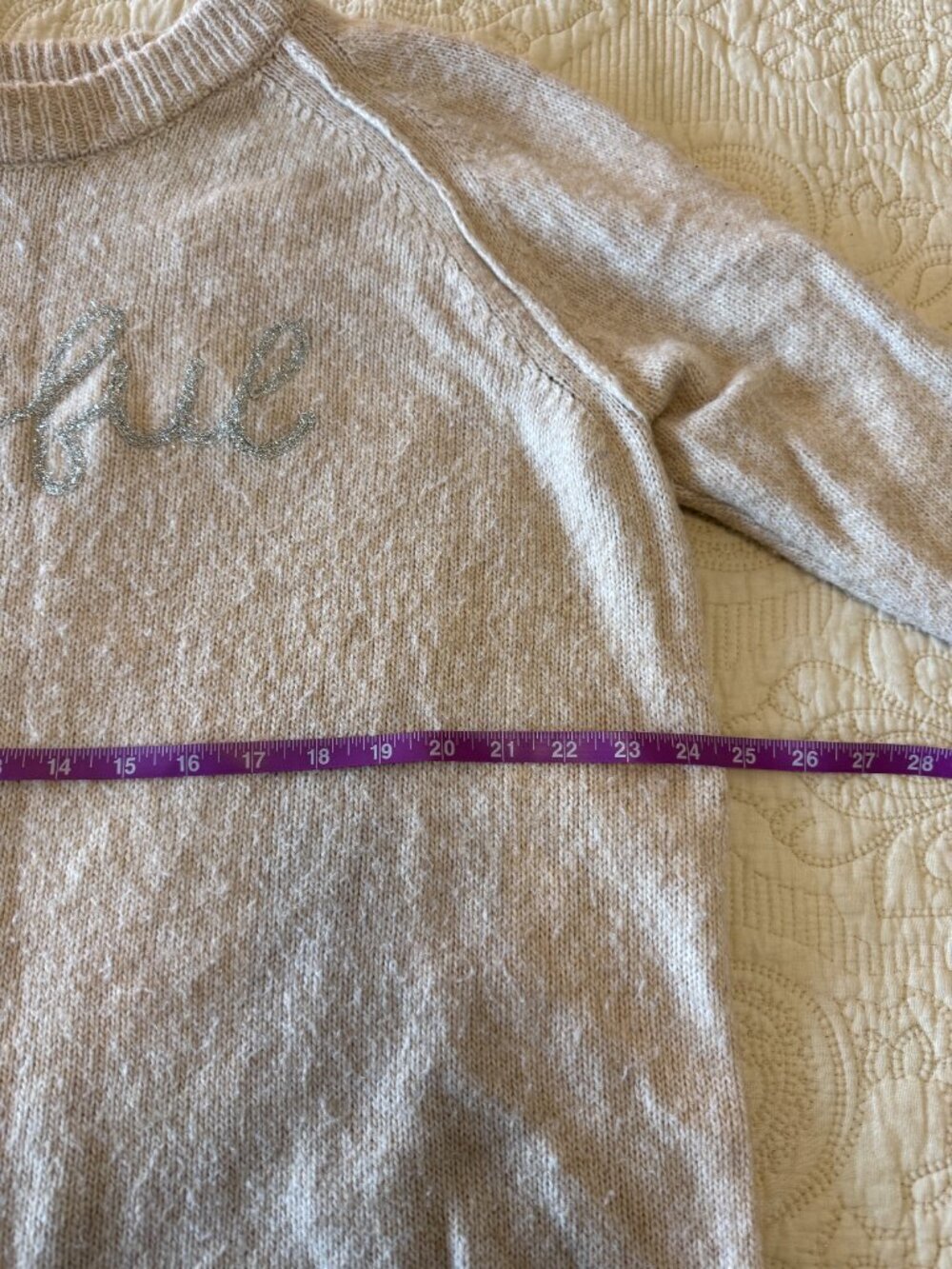 Soft knit sweater featuring a sparkly "joyful" graphic. - Picture 5 of 7